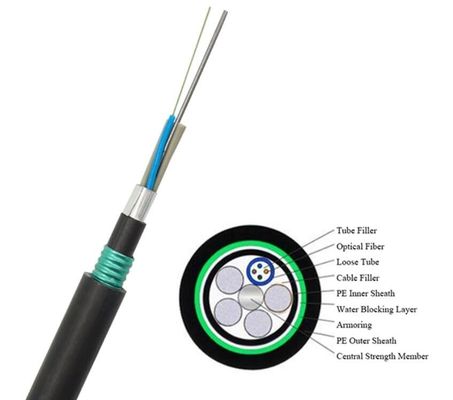 Câble optique en acier blindé enterré direct GYTA53 de fibre de bande de souterrain unimodal extérieur