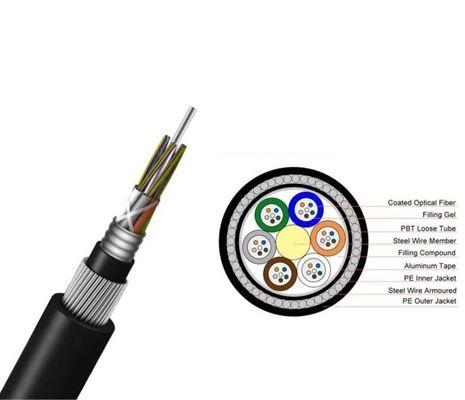 GYTA33 submersible 24 48 câble optique direct de fibre d'enterrement de 72 noyaux
