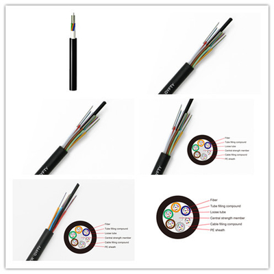 Conduit aérien GYFTY 12 de G652D 24 48 72 câble à fibres optiques de fibre de mode unitaire de 96 noyaux