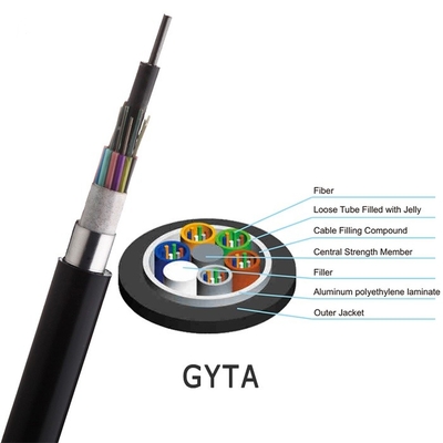 Câble optique blindé unimodal GYTA 12 de fibre du conduit extérieur G652d 24 noyaux 36 48 72