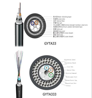 GYTA33 submersible 24 48 câble optique direct de fibre d'enterrement de 72 noyaux