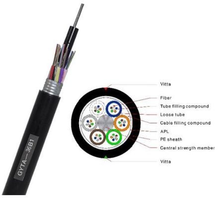 Câble optique extérieur blindé de fibre d'enterrement direct de G657a GYTA