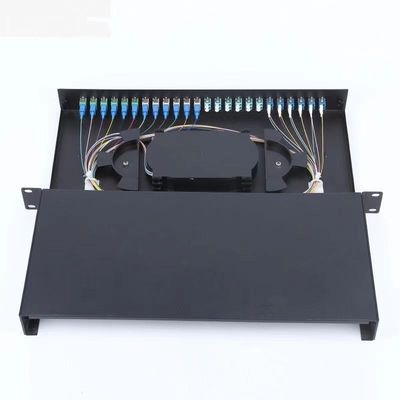 24 LC gauches glissant le type boîte optique d'arrêt de fibre de tableau de connexions