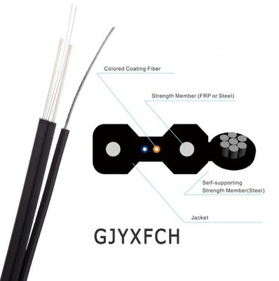 Câble optique autosuffisant de fibre de baisse du SM FTTH de noyau du noyau 2 de GJYXFCH 1